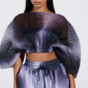 Forget About It Ombré Sheer Pleated Crop Top